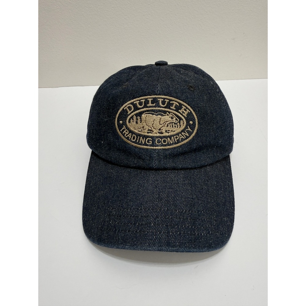 Duluth Trading Co Denim Kevlar Baseball Cap Hat ML Bear Logo Patch Workwear